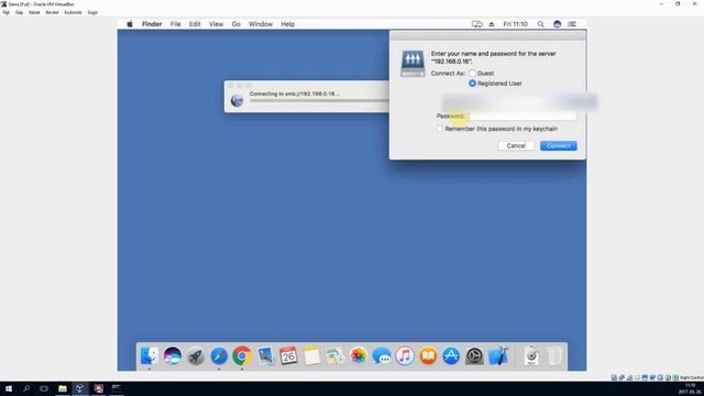 Oracle VirtualBox : Open shared Windows folder on Mac - host IP