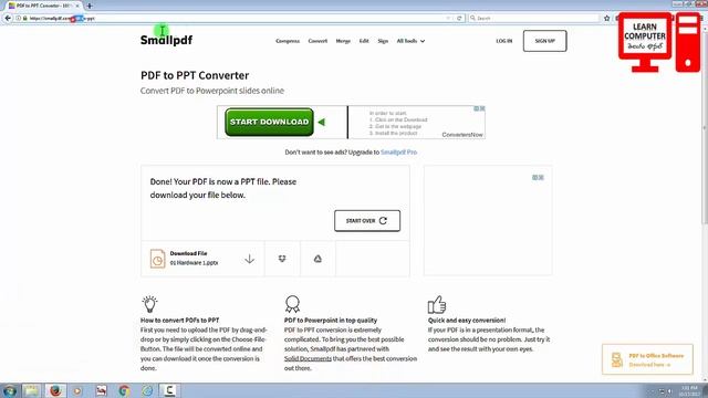 How to convert Excel to PDF to JPG , PPT to PDF online telugu #4 | Free Online PDF Converter Telugu