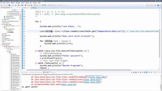? JAVA | Exceptions 06 - Weiterreichen mit throws, Besonderheit bei RuntimeExceptions