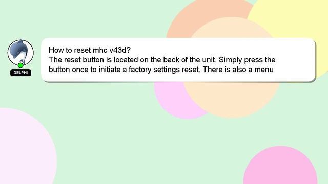 How to reset mhc v43d?