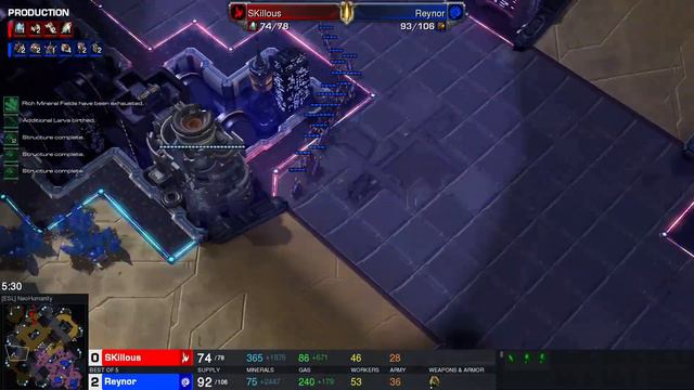 Starcraft II ESL Masters 2023 Summer May28 Reynor(Z) v SKillous(P) Game 2 MAPS - [ESL] NeoHumanity