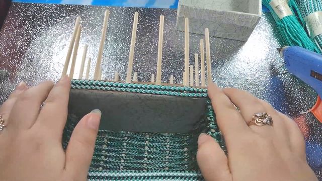 DIY. Плетённая двухъярусная шкатулка с ящичком из чайной коробки синтетического шнура своими рукам