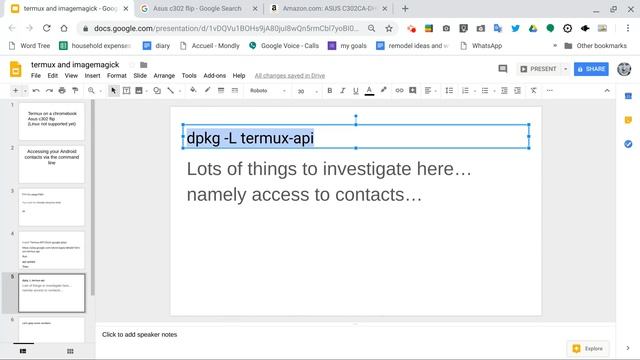 termux accessing your google contacts and grepping them