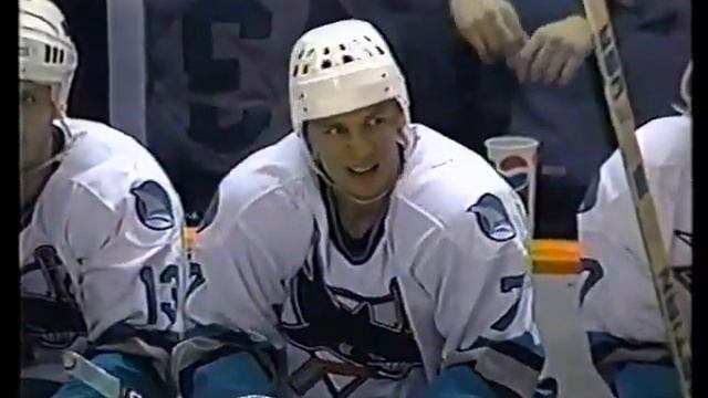Igor Larionov's beautiful hat trick vs Whalers and post game interview (15 jan 1994)