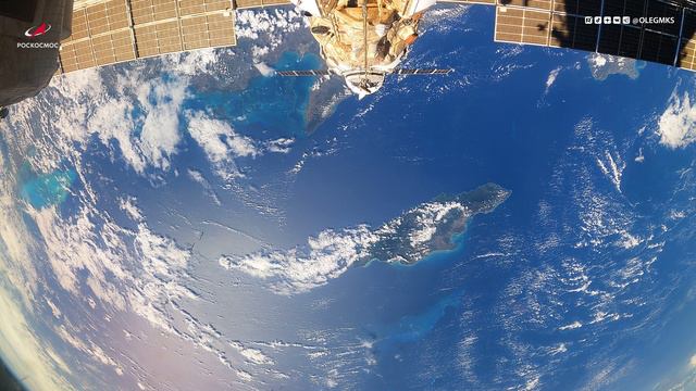МКС пролетает над Галапагосами, Коста-Рикой и Кубой //Вид из космоса//