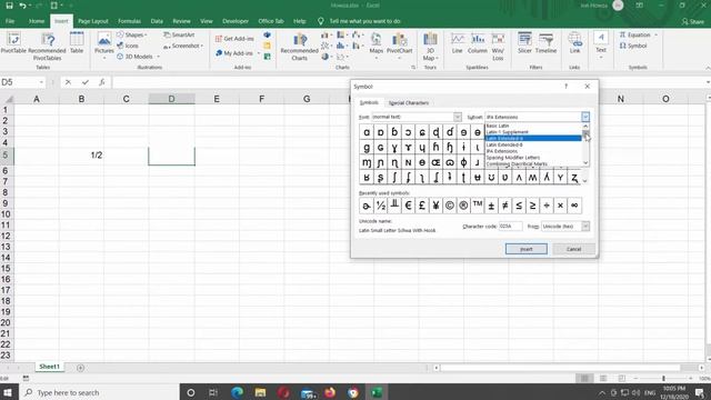 How to Type Fraction One Half ½ in Excel