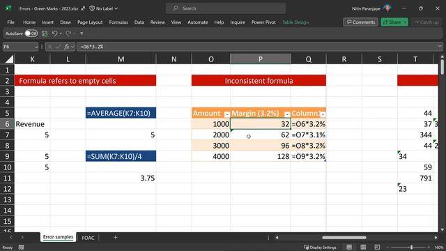 Excel Green Marks - Error Checking Best Practices - Operational Risk
