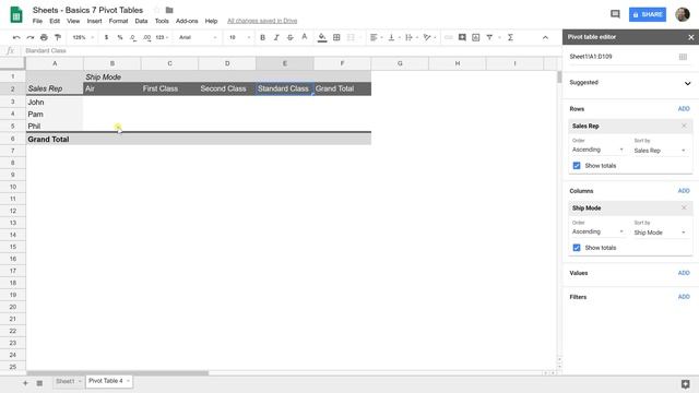 Google Sheets Pivot Tables - Basic Tutorial