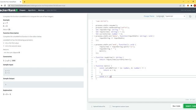 Bài 1: Solve Me First || HackerRank  || Học Algorithms với Typescript