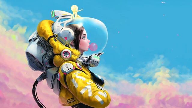 Девушка в Скафандре Выдувает Пузырь из Жвачки | Space Girl | Astronaut | Chewing Gum | Bubble
