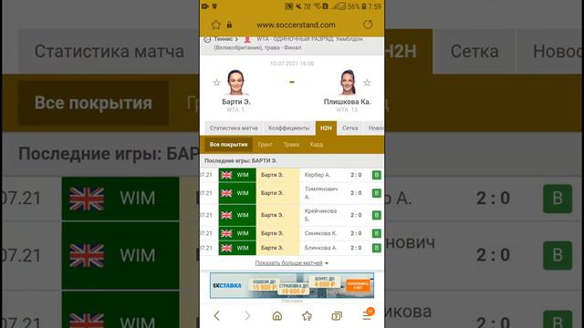 Атр Уимблдон женский финал Барти-Плишкова. Прогноз на матч