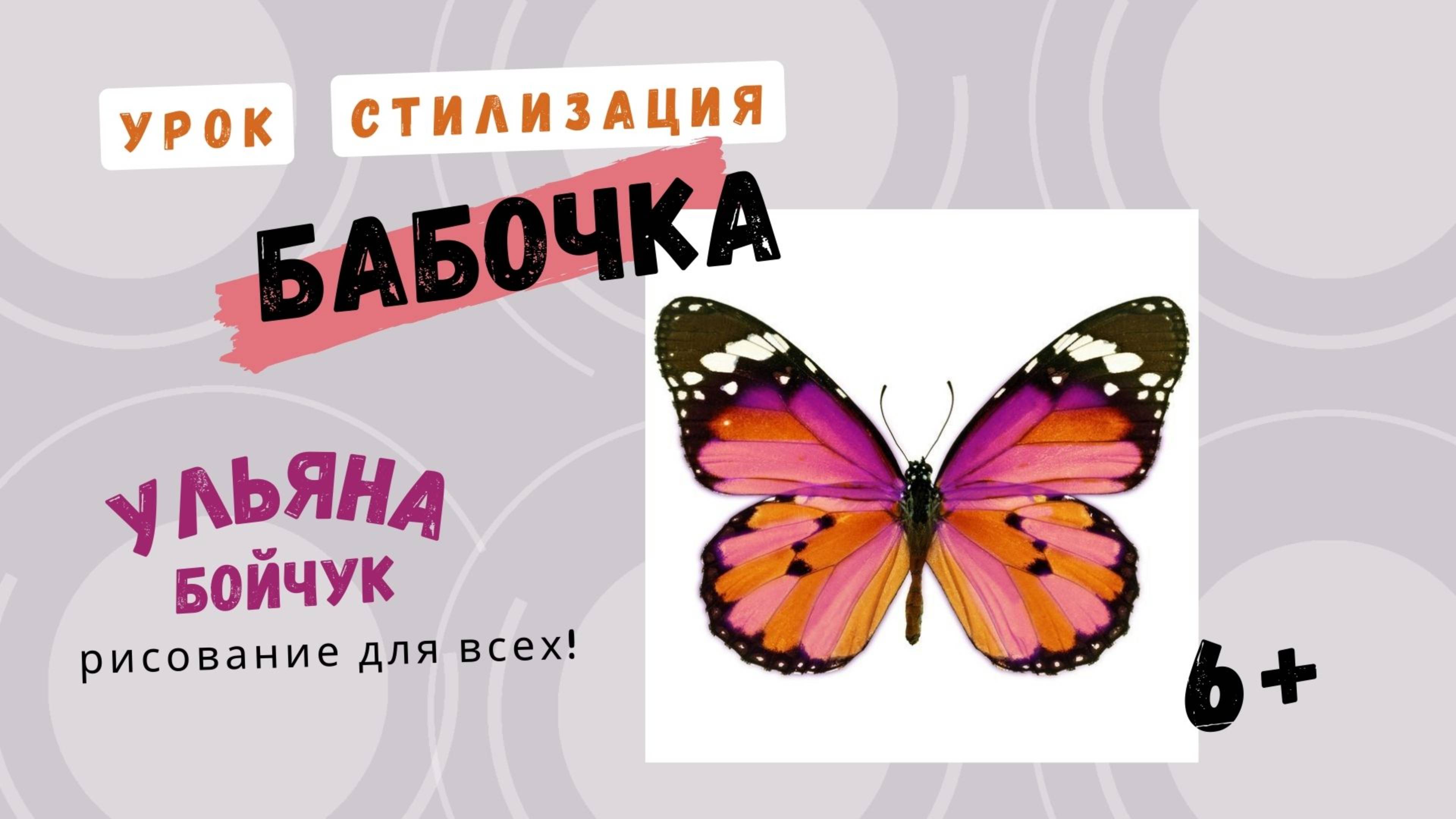 Видеоурок по рисованию 6+. Стилизация бабочки.