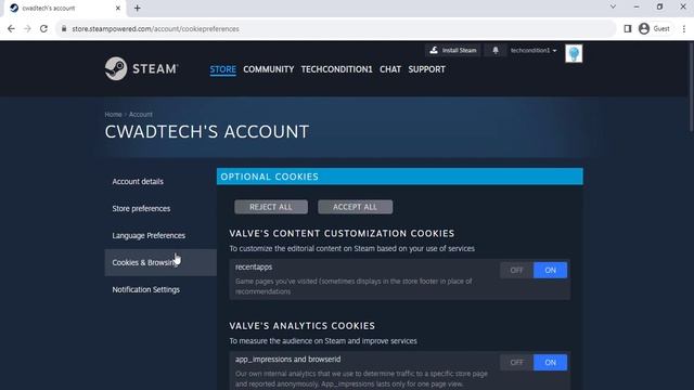 How to Enable or Disable Cookies in Steam