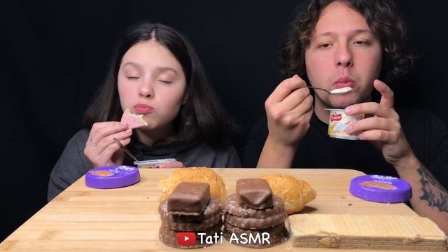 ASMR RACE! MILKA CHOCO WAFER, MILKA SOFT, SNICKERS MUKBANG EATING SOUNDS 먹방 Tati ASMR
