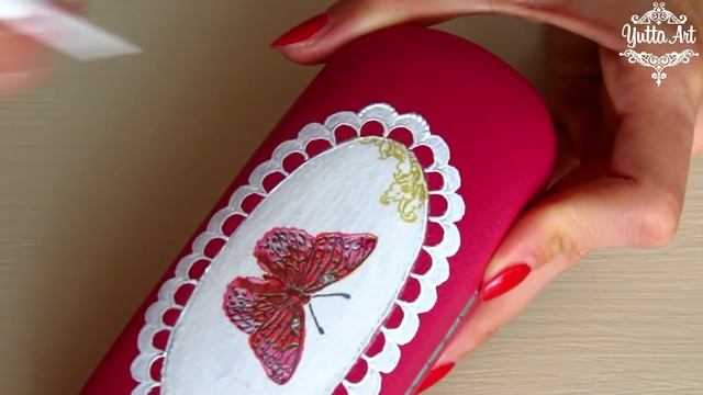 Декупаж с кристальной пастой. Мастер-класс от Ютты Арт. Простой декор футляра для очков.