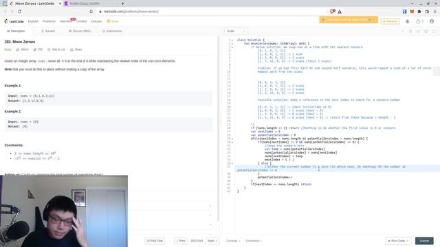 Terrible LeetCode in Kotlin: #238 Move Zeroes