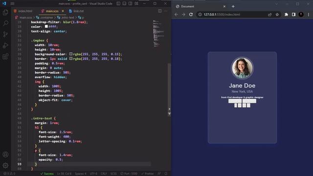 Real Glassmorphism profile card UI  design using HTML & CSS