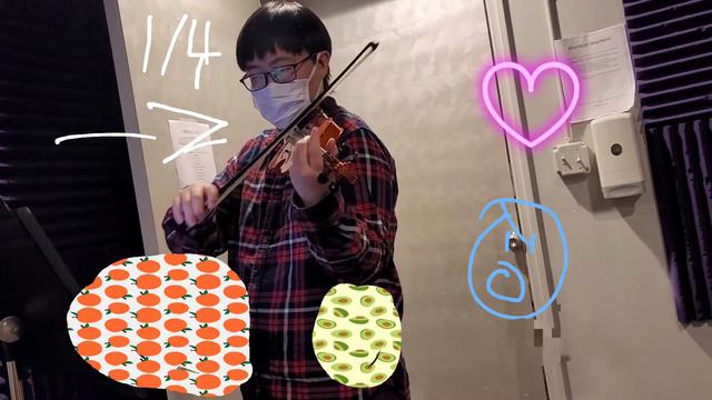 megalovania on a 1/4 size violin with random doodles