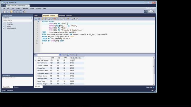 MySQL Querying Data - Lesson 8 Part 2 - Summarizing Data - Aggregate Functions