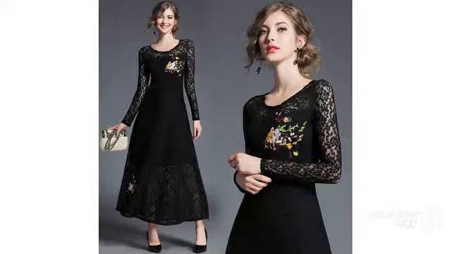 Покупка Одежды с AliExpress - Высококачественные Многоцветковые кружевные платья осень-весна