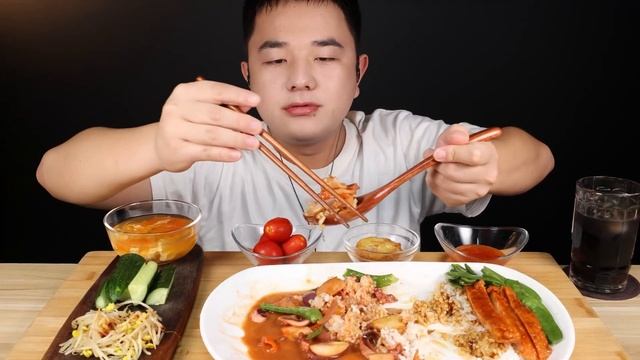 Mukbang)SUB/with Burt/cuttlefish head/ASMR eating sounds