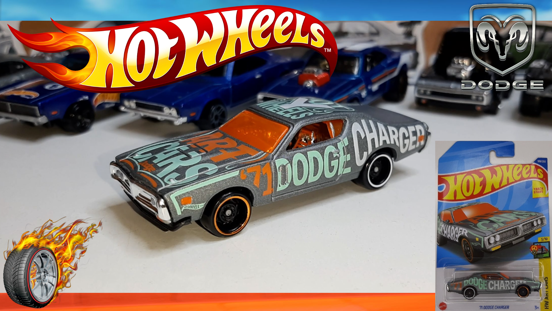 Custom Hot Wheels 71 Dodge Charger HW ART CARS  5/10
