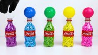 Satisfying Video l How to make Rainbow CocaCola Bottle Balloons with Beads & Slime Balls CuttingASMR