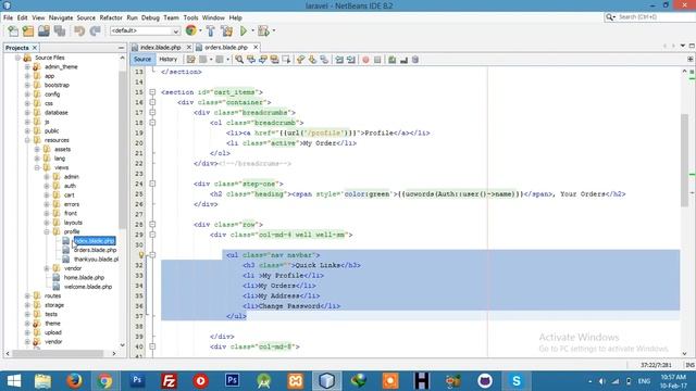 User Interface | My Account | Navigation | Sidebar | Laravel 5.3 tutorial for beginners - Part 38