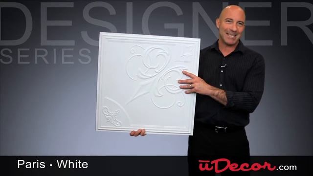 Paris White Vinyl Ceiling Tile by uDecor