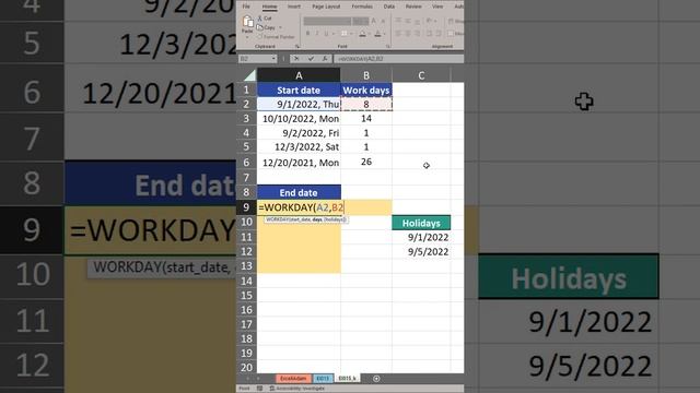 Date after X work days | Excel insta styl 15