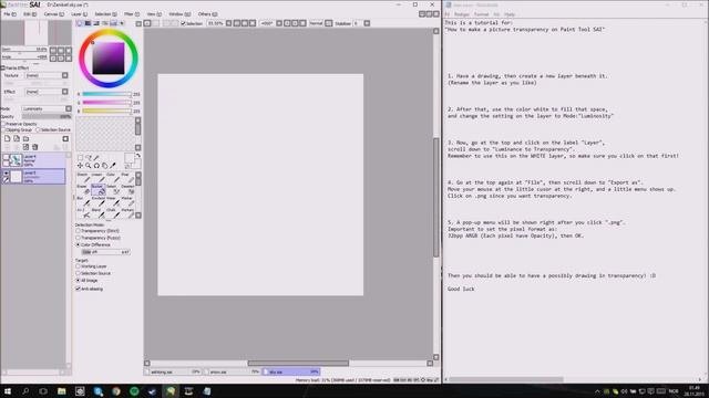 How to make a picture transparency on Paint Tool SAI