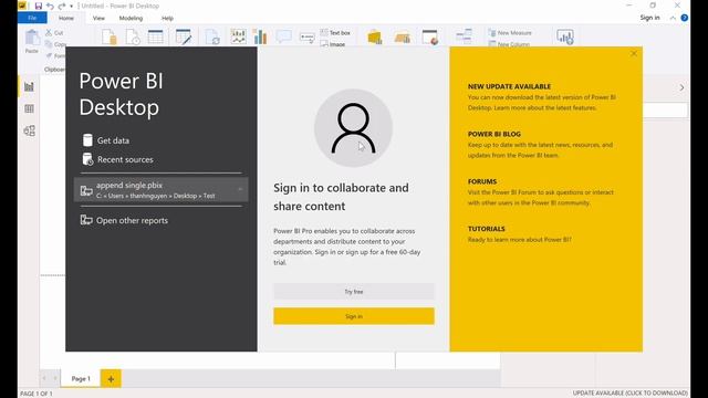 Sử dụng Power BI Desktop Free không cần email doanh nghiệp
