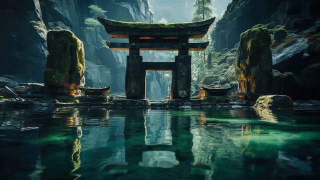 Japanese Zen Music _ Jade Temple with Water, Flute and Wind Chime Sounds