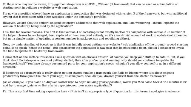 Does it make sense to keep updating the version of Bootstrap used in my web application?