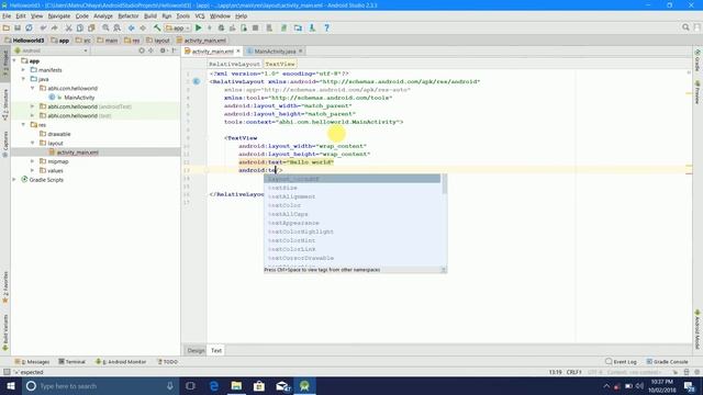 Creating Simple Hello World App Using Android Studio #Episode -2