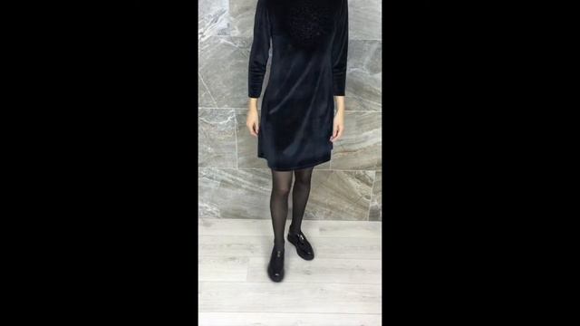 Dress Black Velvet Flower