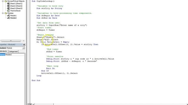 Video14 - Looping Example "Zip Code Lookup Program"