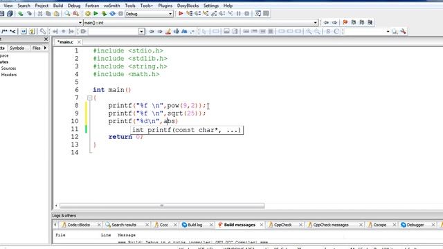 35. C language - absolute pow and sqrt