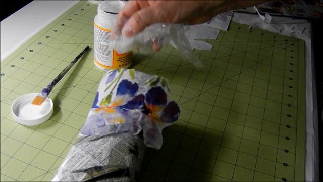 Newspaper Decoupage Bottle -- DIY Mixed Media GlassPlastic Bottle Art