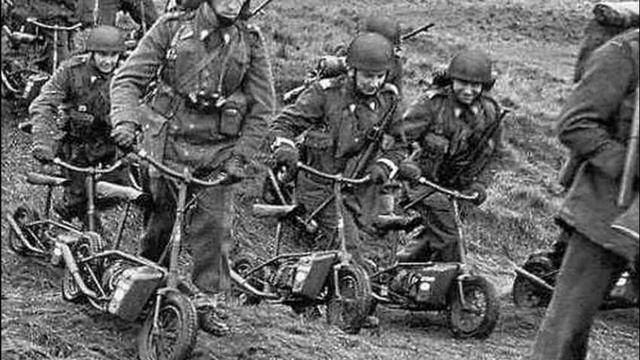 Складной мотоцикл британских десантников. Welbike — лёгкий военный складной мотоцикл. Вторая мировая