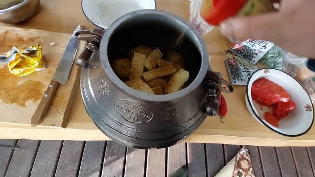 Тушеная говядина с картофелем и помидорами в афганском казане!
