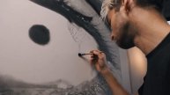Drawing an Eye 364 X Larger Than Life with Only Pencil.