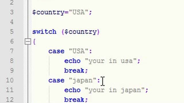 PHP Tutorial -- 6 -- Switch statement