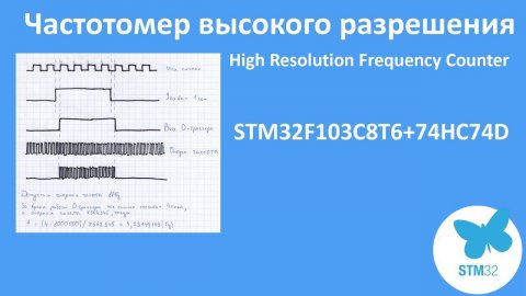 Частотомер высокого разрешения. High Resolution Frequency Counter. STM32F103C8T6+74HC74D