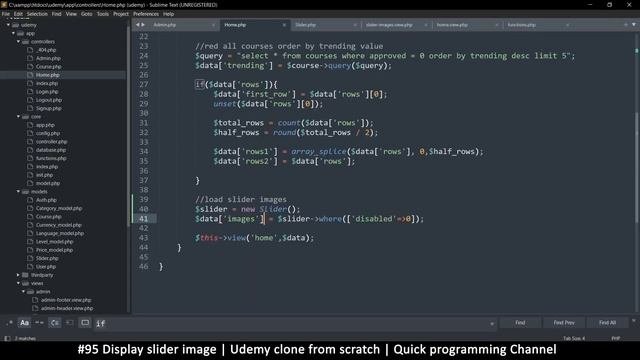 95 Display slider images  Udemy clone from scratch in php  Quick programming tutorial