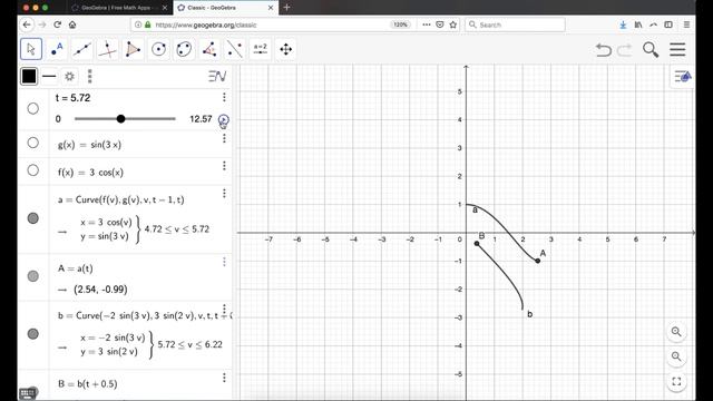Creating Simple Animations in GeoGebra using the Curve Command and Sliders