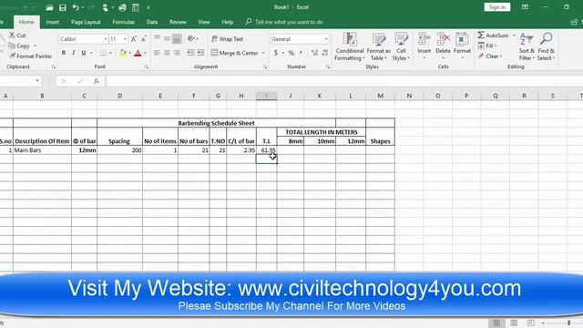 How to prepare bar bending Schedule Sheet in Excel  | BBS IN EXCEL | BBS BY MUDASSIR AFRAZ | ENGLIS