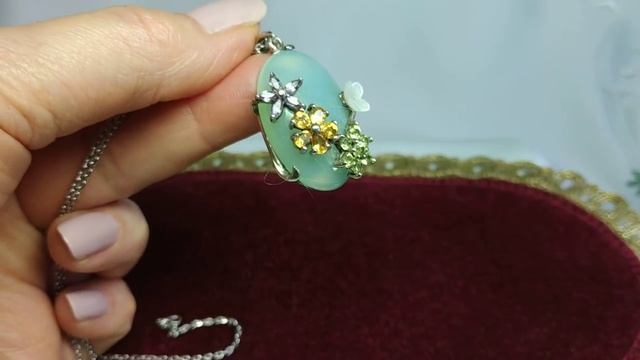 73.Серебряные украшения, Халцедон, авантюрин...