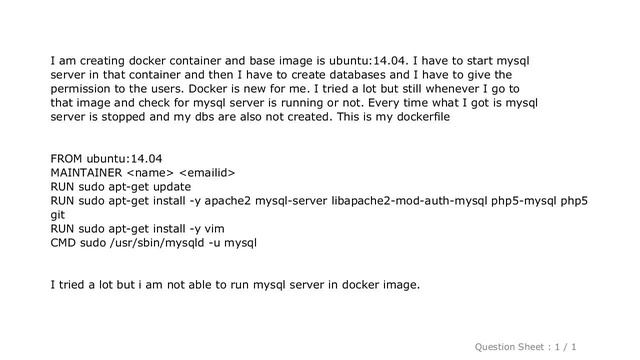 MySQL : How to start mysql server in docker container