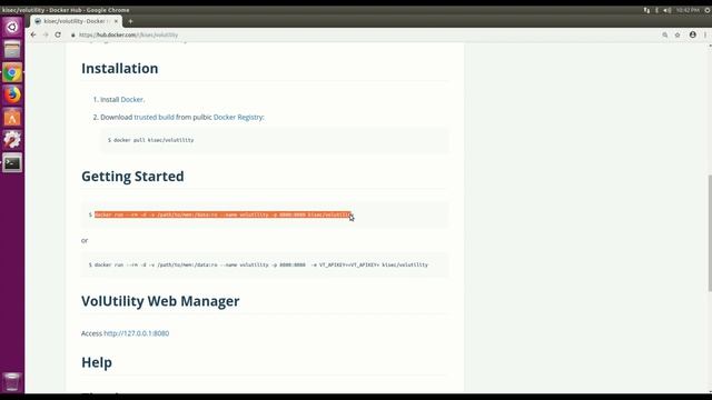Installing VolUtility v1.2.1 on Docker